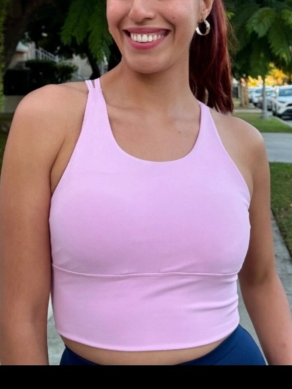 OTOS Fitness Athletic Sport Bra Cropped Top Padded Strappy Stretchy Soft Pink S